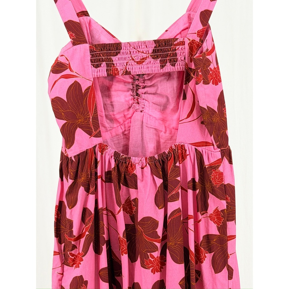 NWOT Du Paradis Pink Floral Backless Cotton Midi Dress Medium - Picture 11 of 12